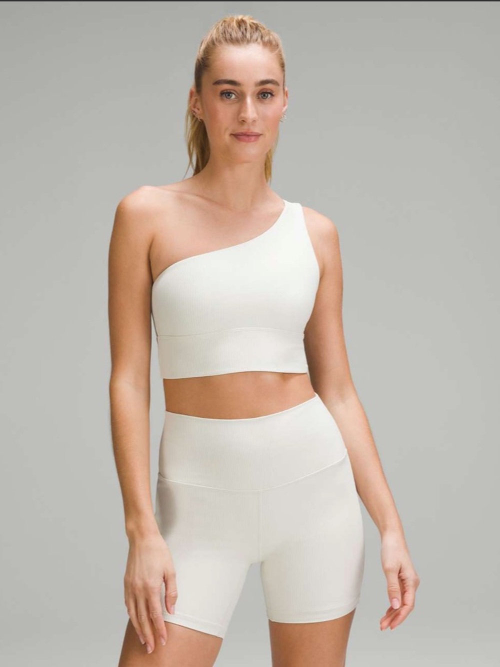 Lululemon Align Asymmetrical Ribbed Bra *Light Support A/B Cup Shine Bone 8 Med